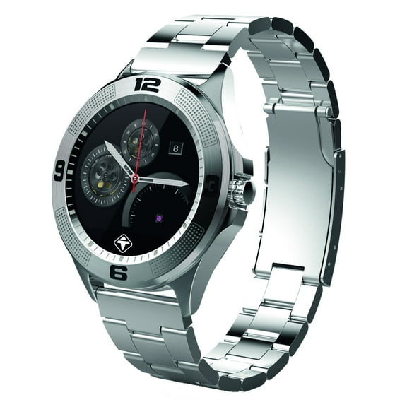 TIGER Smartwatch Stainless Steel Silver with Touch Screen for Android/IOS, with Microphone and Speaker