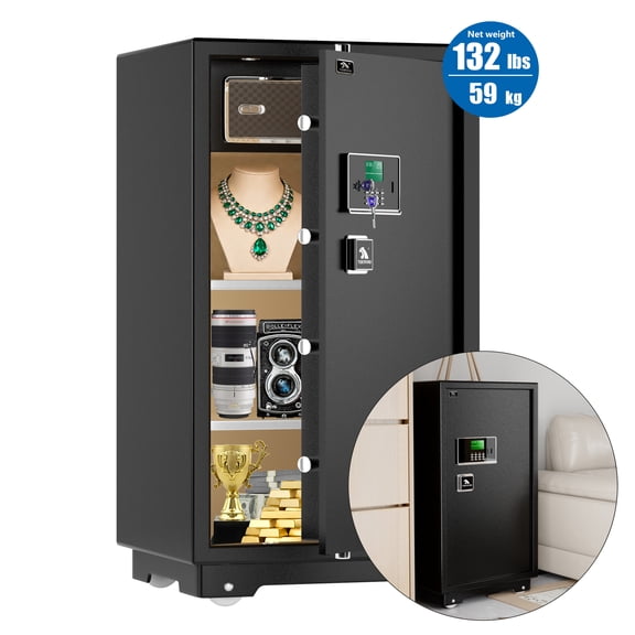 TigerKing 7.2 Cu. Ft. Heavy Duty Safe Box, Digital Combination Lock, Steel Construction, Removable Shelves for Home Hotel Office, 132lbs, Black