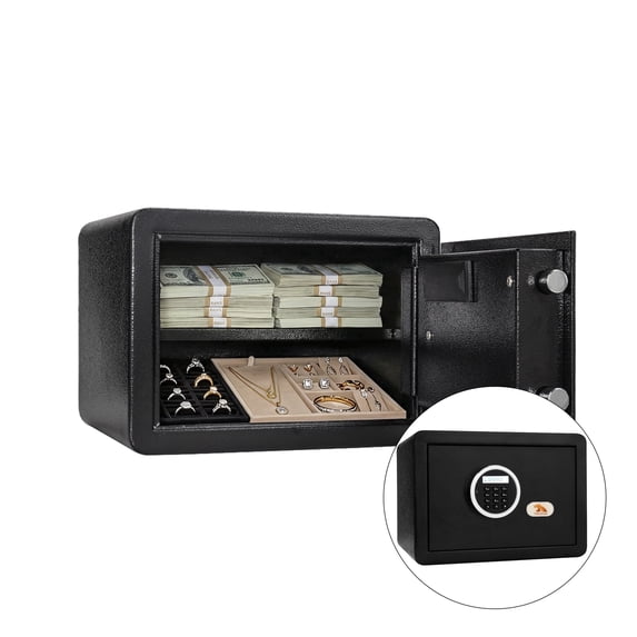 TigerKing 1.2 Cu ft Small Safe Box with Digital Keypad, 2-Bolt Anti-Theft Locking Bolts, Removable Shelf, Easy Setup for Closet, Apartment, Dorm, Home Office, Black