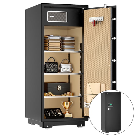 Tigerking Large Heavy Duty Safe Box, 17.6 Cu ft Home Safe with Double Safety Key Lock and Separate Lock Box, Wall Safe with Removable Shelf for Home Hotel Office, 235lbs, Black