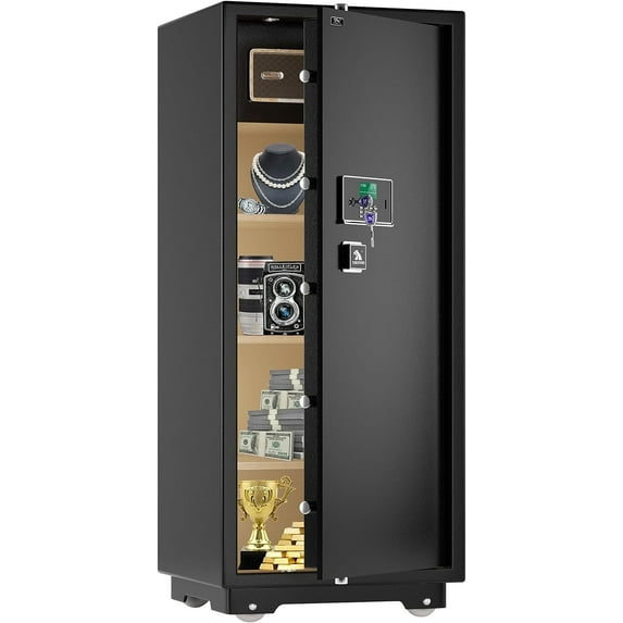 Tigerking Electronic Lock Wall Safe, 17.6 Cubic feet Alloy Steel Black