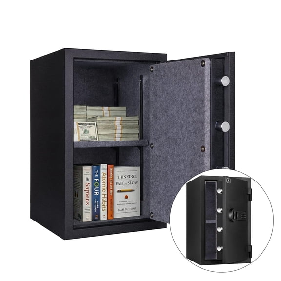 Tigerking Large Steel Fireproof Safe, 1.8 Cu. ft. Home Wall Safe Box with Digital Keypad and Keys for Home Office Business