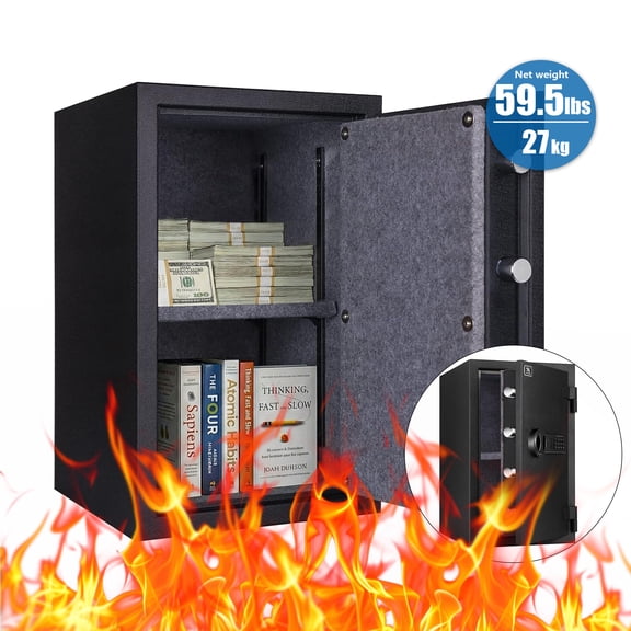 TigerKing Large Fireproof Safe 1.8 Cu. Ft., Steel Digital Safe Box with Keypad and Keys for Home, Office, Business