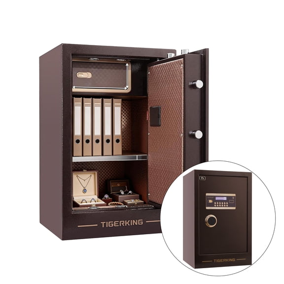 Tigerking Large Heavy Duty Safe Box, 3.47 Cu. ft. Home Safe with Built-in Lockable Box, Double Safety Digital Safe with Key Lock and Password Lock for Home Office Business