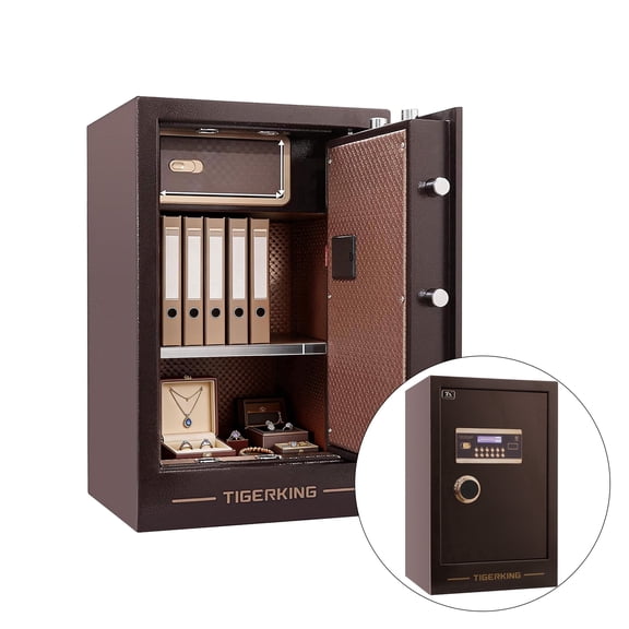 Tigerking Large Heavy Duty Safe Box, 3.47 Cu. ft. Home Safe with Built-in Lockable Box, Double Safety Digital Safe with Key Lock and Password Lock for Home Office Business