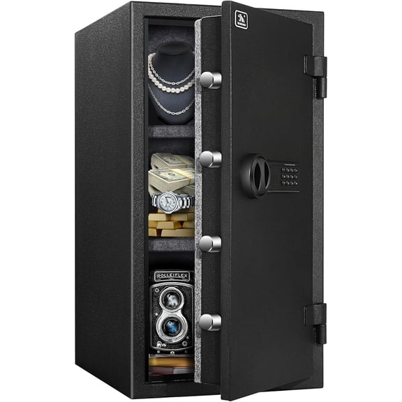 Tigerking Large Fireproof Safe, 3.47 Cu. ft. Steel Home Safe Box with Digital Lock and Adjustable Shelves for Home and Office