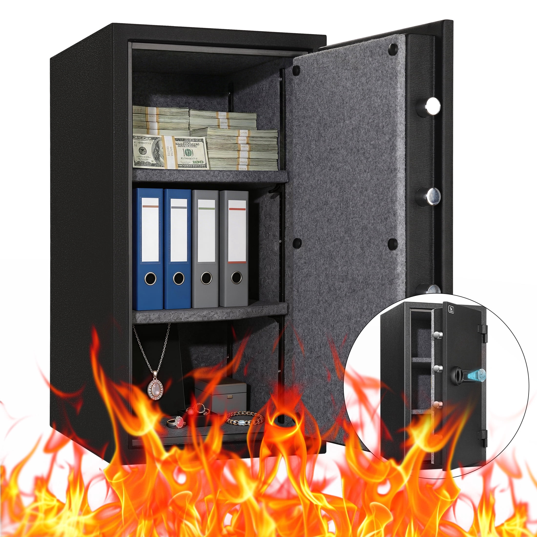 Office Rent Sign TIGERKING Large Lockable Safety Fireproof Safe Box, 3.47 Cubic Feet ...