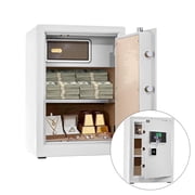 TigerKing Home Safe Box, 3.7 Cu Ft Large Heavy Duty Waterproof Steel Security Safe, Anti-Theft Digital Keypad Lock, Interior Lock Box & Backup Keys, for Money Jewelry, White