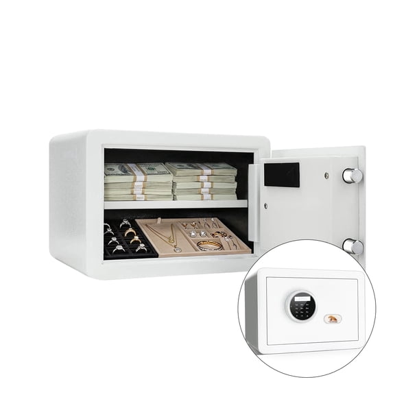 TigerKing 1.2 Cu ft Small Safe Box with Digital Keypad, 2-Bolt Anti-Theft Locking Bolts, Removable Shelf, Easy Setup for Closet, Apartment, Dorm, Home Office, White