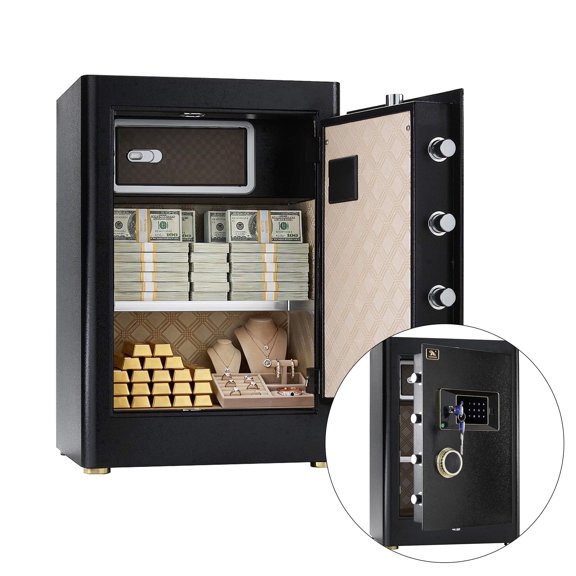 Tigerking 2.05 Cu. ft. Heavy Duty Security Home Safe, Document Safe with Digital Touchscreen Lock and Adjustable Shelves, Easy to Use, Ideal for Home or Office, Black