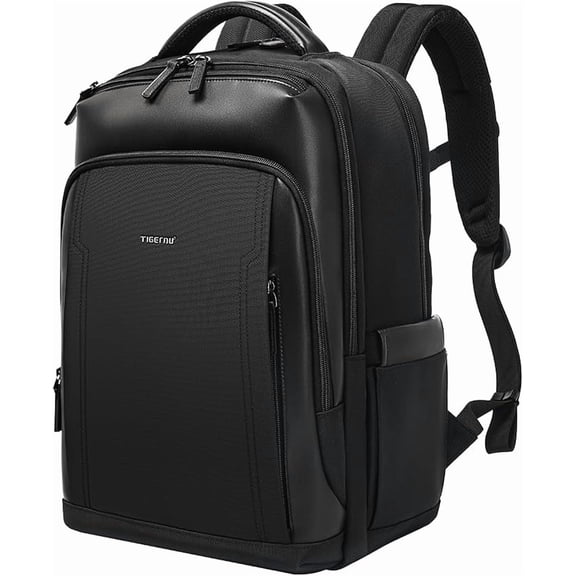 TIGERNU 15.6 Inch Laptop Backpack for Men, Double-Layer Business Anti-Theft Bag, Water-Resistant Nylon, Large Capacity Travel & Work Computer Backpack  Black