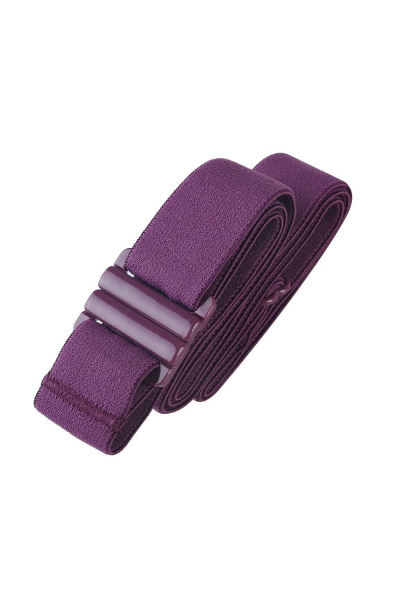 Fully Adjustable Metal Free Stretch Belt. Practically Invisible Belt. Womens Elastic Belts - Purple Elastic Belt (Plum) - FITS USA 00-16