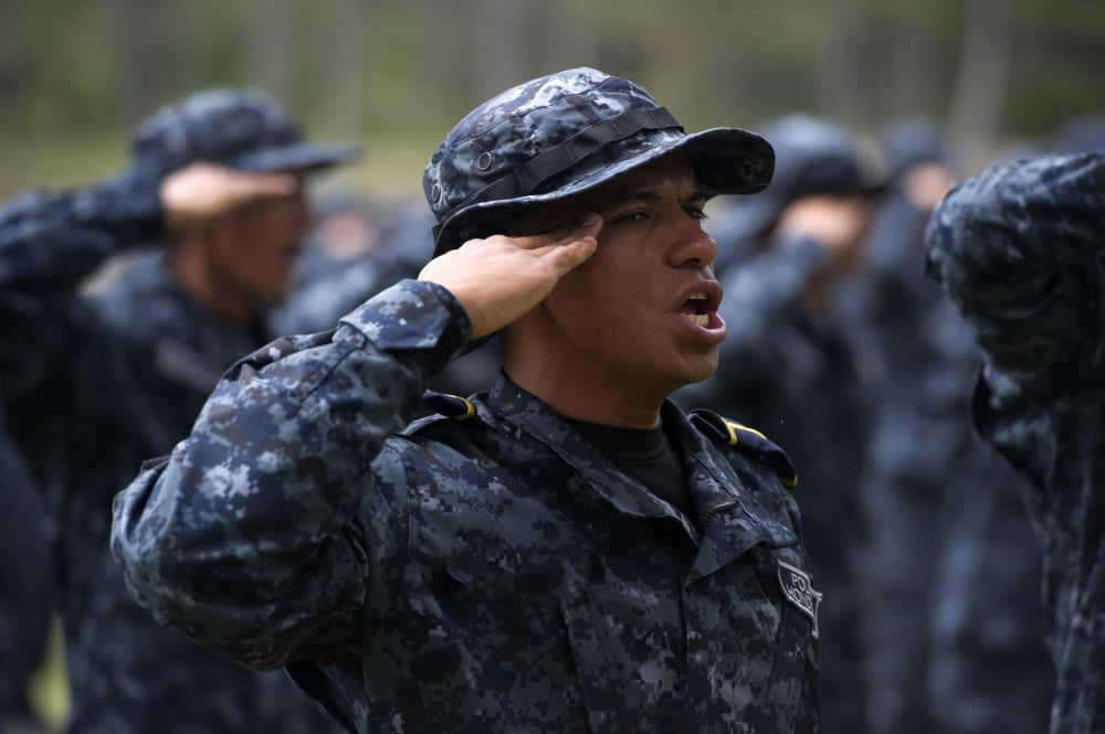 TIGRES commandos sing during their graduation ceremony Canvas Art - Stocktrek Images (34 x 23)