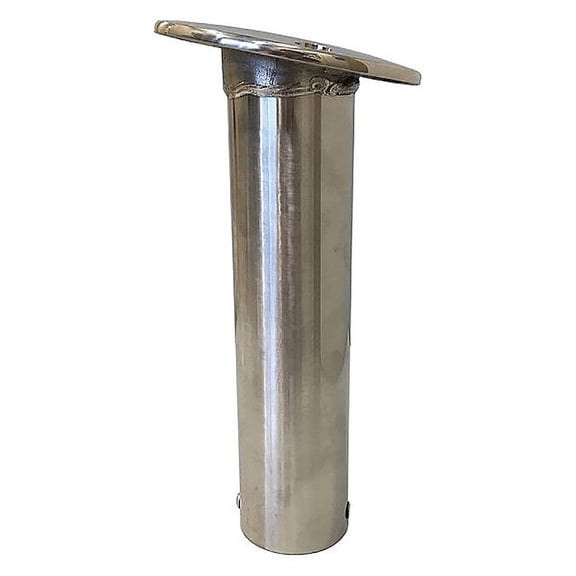 9" Metallic Silver Tigress Economy Stainless Steel Gunnel Mount Rod Holder- 15 Degree