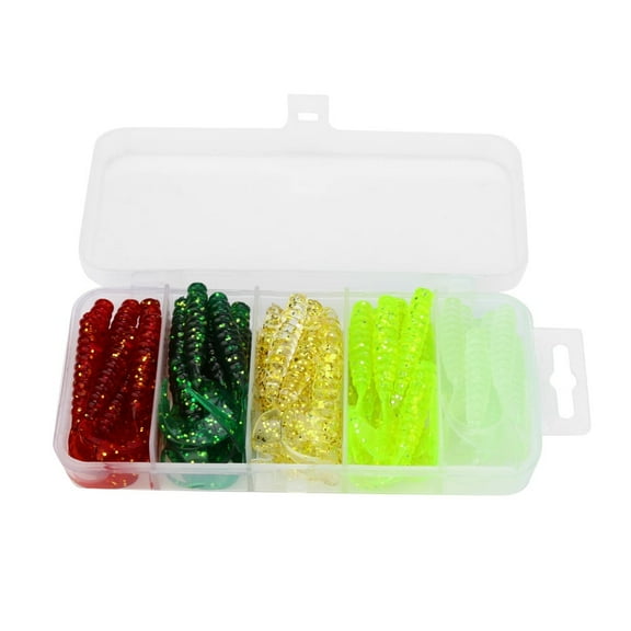 TIHLMK 50PCS Soft Lure Fishing Bait Capuchin maggots Grub worm Silicone 5cm