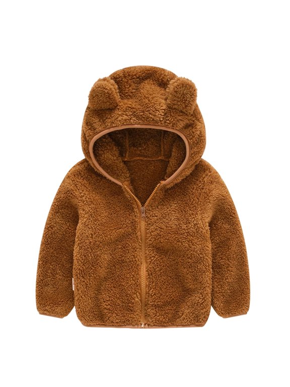 Baby Outerwear Toddler Baby Winter Jacket Cotton Windproof Warm Winter Coats Cute Hooded Jacket Plush Cute Bear Ears