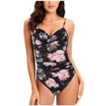 thumbnail image 1 of TIHLMK Bathing Suit for Women Women Sexy Solid With Chest Pad Without Underwire Bikini Deep V One-piece Swimsuit Gift for Women, 1 of 9