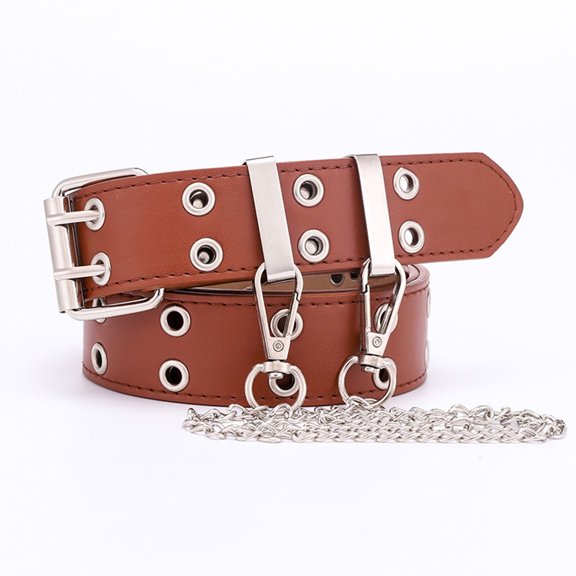 TIHLMK Belt for Women Trouser Belt,Double Hole Belt With Leather For Women And Men Jeans Belt