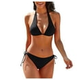 thumbnail image 1 of TIHLMK Bikini Sets for Women Women's Solid Bikini Strap Bikini Deep V Split Swimsuit Gift for Women, 1 of 9