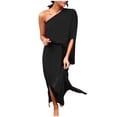 thumbnail image 1 of TIHLMK Black Dress Fashion Women's Summer Casual Sleeveless Strapless Solid Fork Opening Dress, 1 of 6