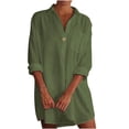 thumbnail image 1 of TIHLMK Blouses for Women Women's V-Neck Solid Color Shirts Mid-Length Tops Long-Sleeve V-Neck Tops/Shirts Gifts for Women, 1 of 6