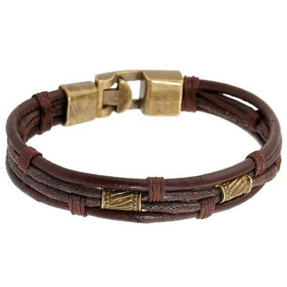 TIHLMK Bracelets for Men Men's Braided Leather Stainless Steel Cuff Bangle Bracelet Wristband