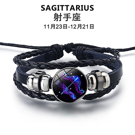 TIHLMK Bracelets for Women Men's and Women's Bracelets Twelve Constellation Leather Rope Bracelet
