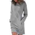 thumbnail image 1 of TIHLMK Casual Dress Women's Fashion Casual Comfortable Long Sleeve Round Neck Solid Color Dress Gray, 1 of 8