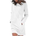 thumbnail image 1 of TIHLMK Casual Dress Women's Fashion Casual Comfortable Long Sleeve Round Neck Solid Color Dress White, 1 of 8
