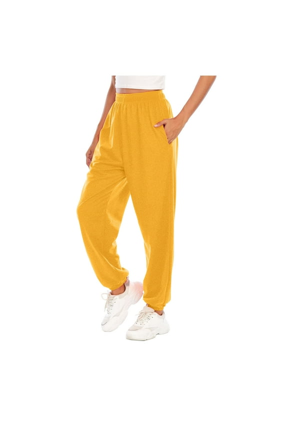 Casual Pants Women Sports Pants Trousers Jogging Sweatpants Jogger Pants Yellow
