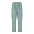 thumbnail image 1 of TIHLMK Casual Pants Women Summer Pants Casual Pure Color Elastic Waist Linen Pockets Pants Green, 1 of 8
