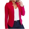 thumbnail image 1 of TIHLMK Coat Women's Solid Color Casual Fashion Long-sleeved Cardigan Jacket Coat Top Red, 1 of 6