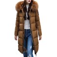 thumbnail image 1 of TIHLMK Coat Sales Clearance Women Solid Casual Thicker Winter Slim Down Lammy Jacket Coat Overcoat Coffee, 1 of 7
