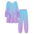thumbnail image 1 of Lopecy-Sta Comfy Pajamas for Women Set Women's Fleece-Lined Pajama Set Crew Neck Mid-Length Nightwear Sleepwear Set for Women, 1 of 5