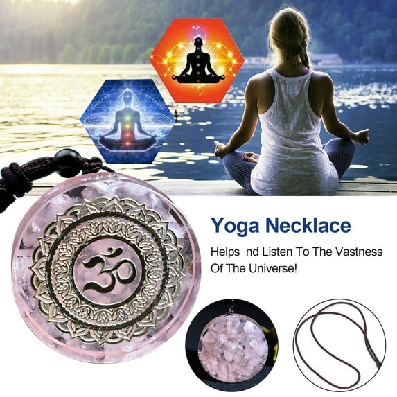 TIHLMK Crystal Necklace for Women Flower Of Life Pendant Seven Chakras Meditation Crystal Stone Pendant Necklace