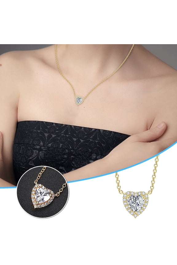 Crystal Necklace for Women Ladies Love Eternal Crystal Clavicle Heart Pendant Gemstone Necklace