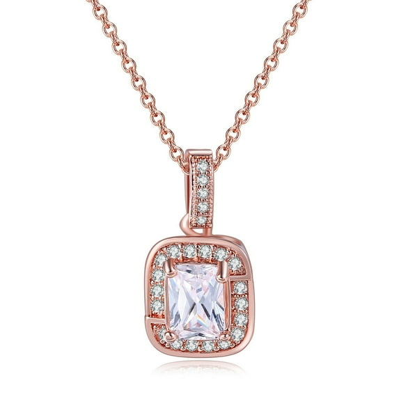 TIHLMK Crystal Necklace for Women Multicolor Necklace Color Zircon Single Full , Adjuster for Crystal Necklace (Platinum Rectangle)
