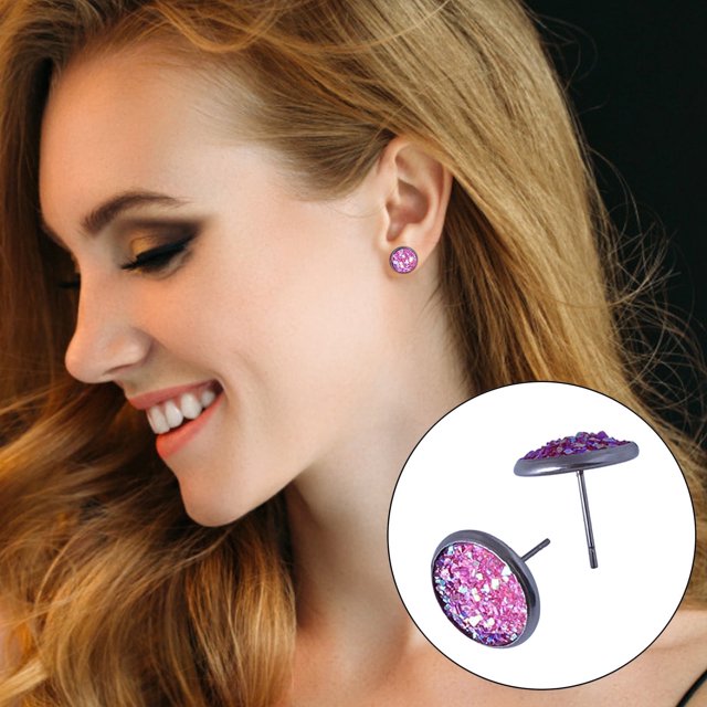 TIHLMK Earring for Women 1 Pairs Of Trendy Ear Pin Studs Coloured Sequin Earrings Birthday Gift