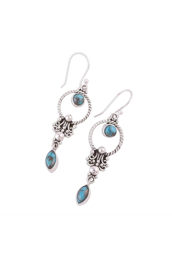 Earring for Women Vintage Boho Turquoise Gemstone Drop Dangle Hooks Earrings Wedding Engagement