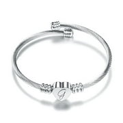 TIHLMK Deals Clearance Necklace for Women 26 Letters Stainless Steel Wire Bracelet Heart-Shaped Bracelet