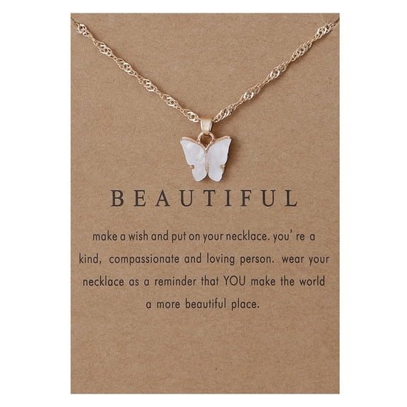 TIHLMK Necklace for Women Sweet Butterfly Necklace Acrylic Color Clavicle Chain Necklace