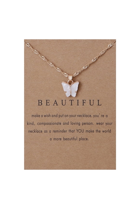 Necklace for Women Sweet Butterfly Necklace Acrylic Color Clavicle Chain Necklace