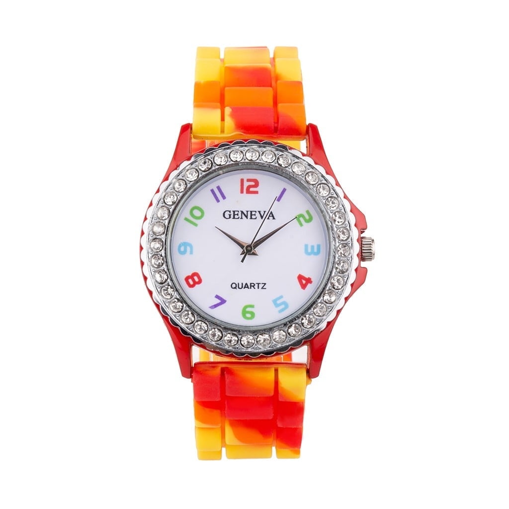 TIHLMK Watches for Women Rainbow Crystal Rhinestone Watch Silicone ...