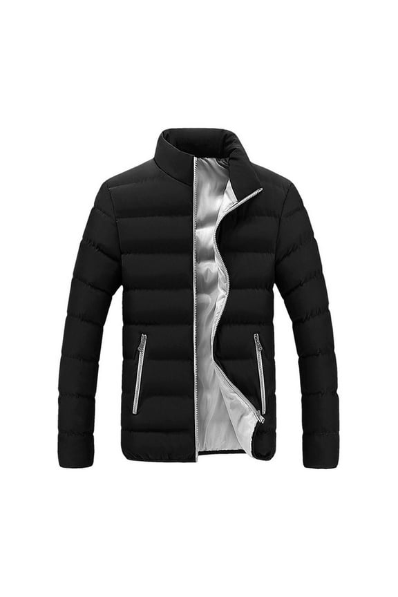 TIHLMK Down Jacket Men's Winter Warm Slim Fit Packable Lightweight Puffer Jacket Casual Bubble Coat for Men Outerwear Gray