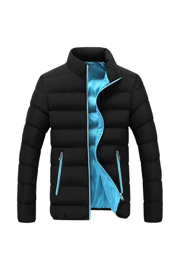 TIHLMK Down Jacket Men Men's Winter Warm Slim Fit Packable Lightweight Puffer Jacket Casual Bubble Coat for Men Outerwear Blue