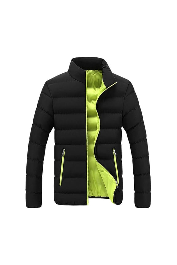 TIHLMK Down Jacket Men's Winter Warm Slim Fit Packable Lightweight Puffer Jacket Casual Bubble Coat for Men Outerwear Green