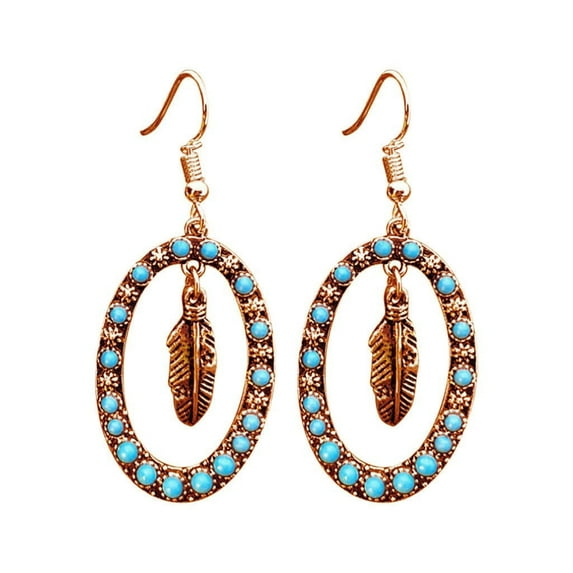 TIHLMK Earring for Women Vintage Boho Turquoise Gemstone Drop Dangle Hooks Earrings Wedding Engagement