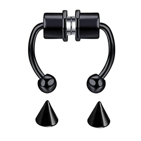 TIHLMK Fake Nose Ring Fake Nose Ring Hoop Magnetic Horseshoe Rings 316L Stainless Steel
