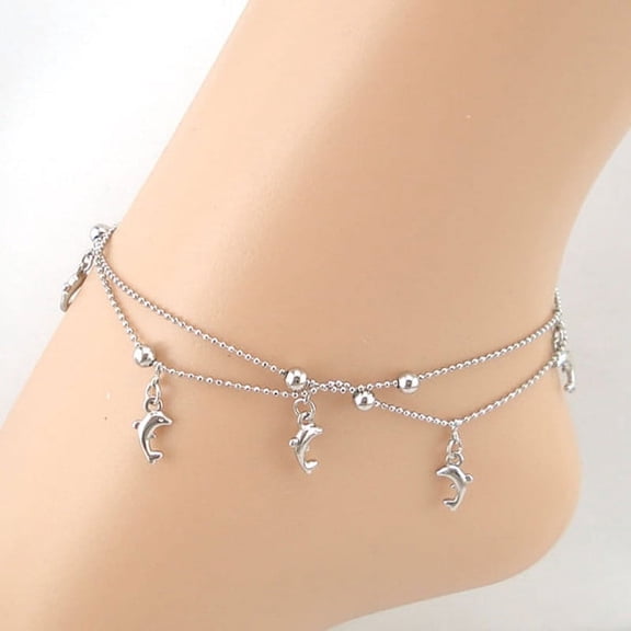 TIHLMK Fashion Anklets for Women Dolphin Fish Women Chain Anklet Bracelet Sandal Beach Foot Jewelry