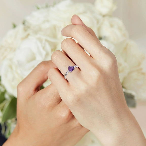 TIHLMK Fashion Heart-shaped Rhinestone Rings for Ladies Ring Jewelry Gift for Women Valentine's Day Gift